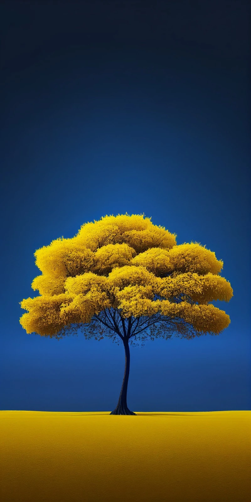 Golden Tree Against a Blue Sky 4K Mobile Wallpaper