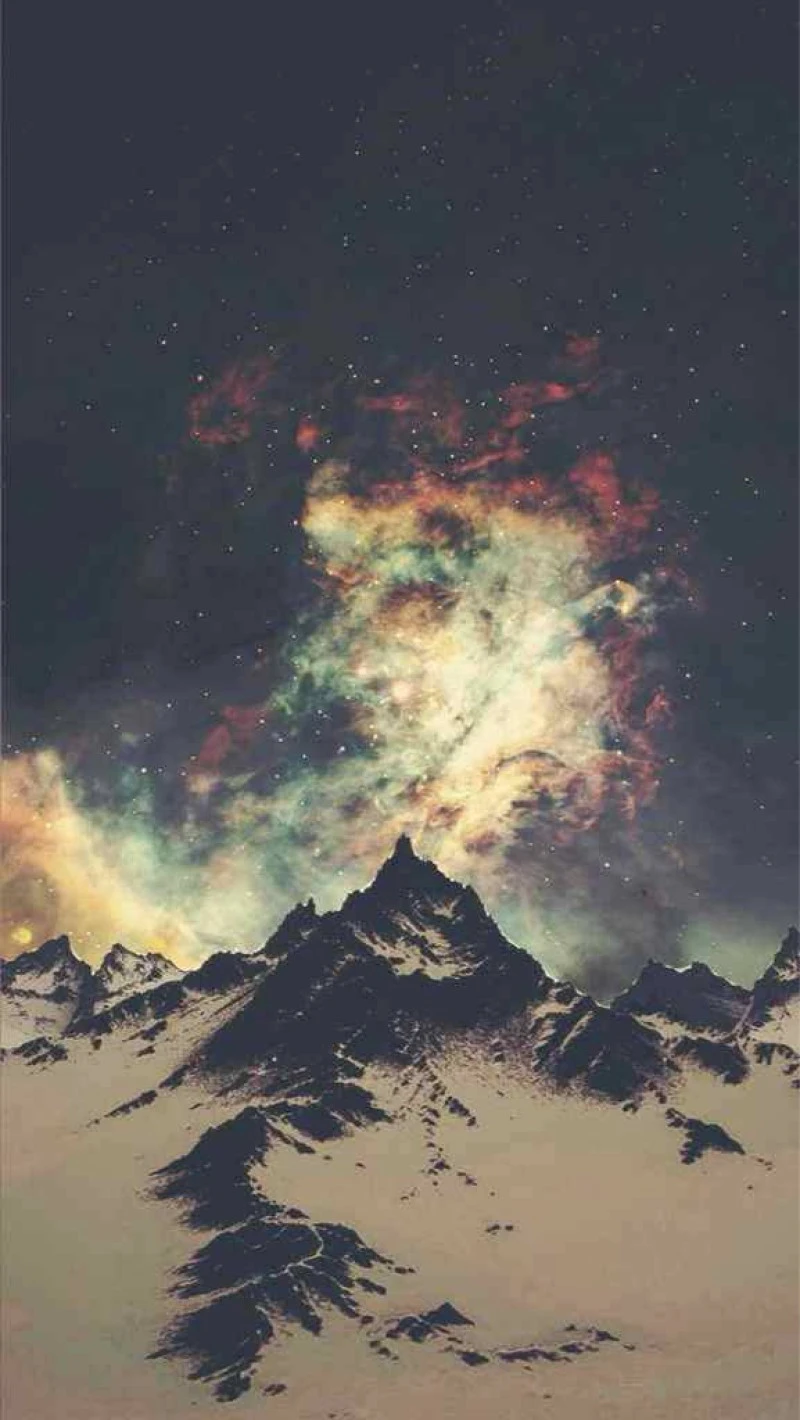 Cosmic Mountainscape 4K Mobile Wallpaper