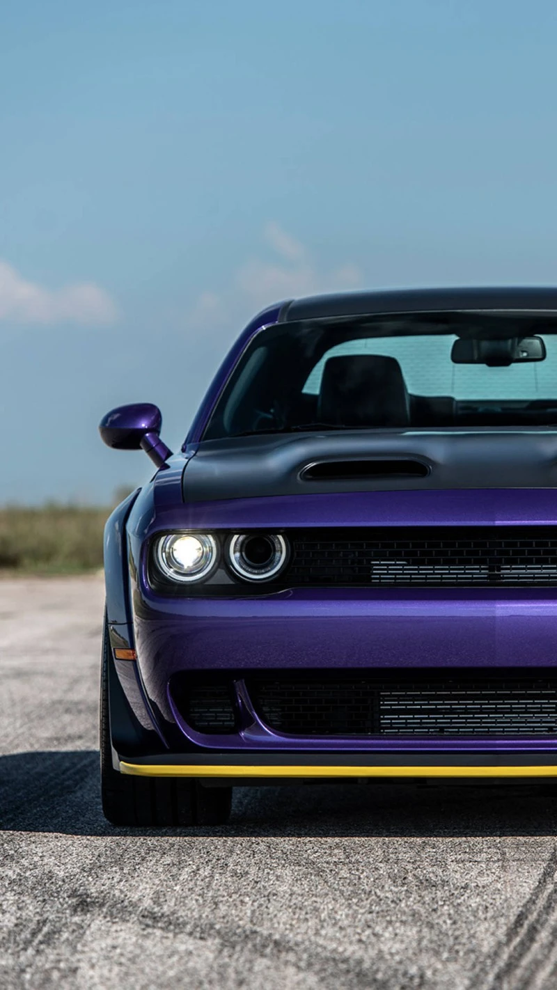 Purple Dodge Challenger Hellcat 4K Mobile Wallpaper