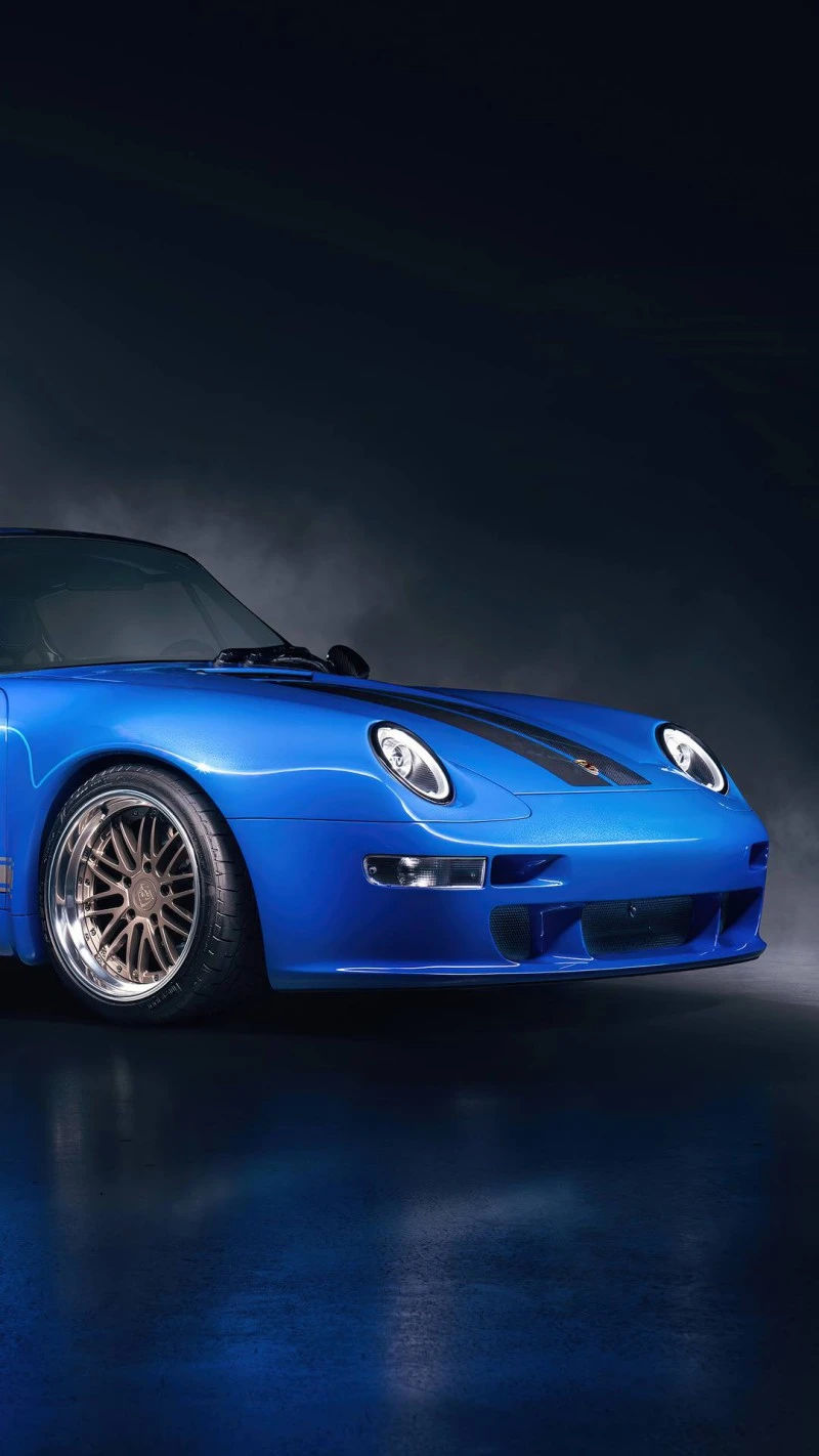 Close-up Blue Porsche 911 4K Mobile Wallpaper