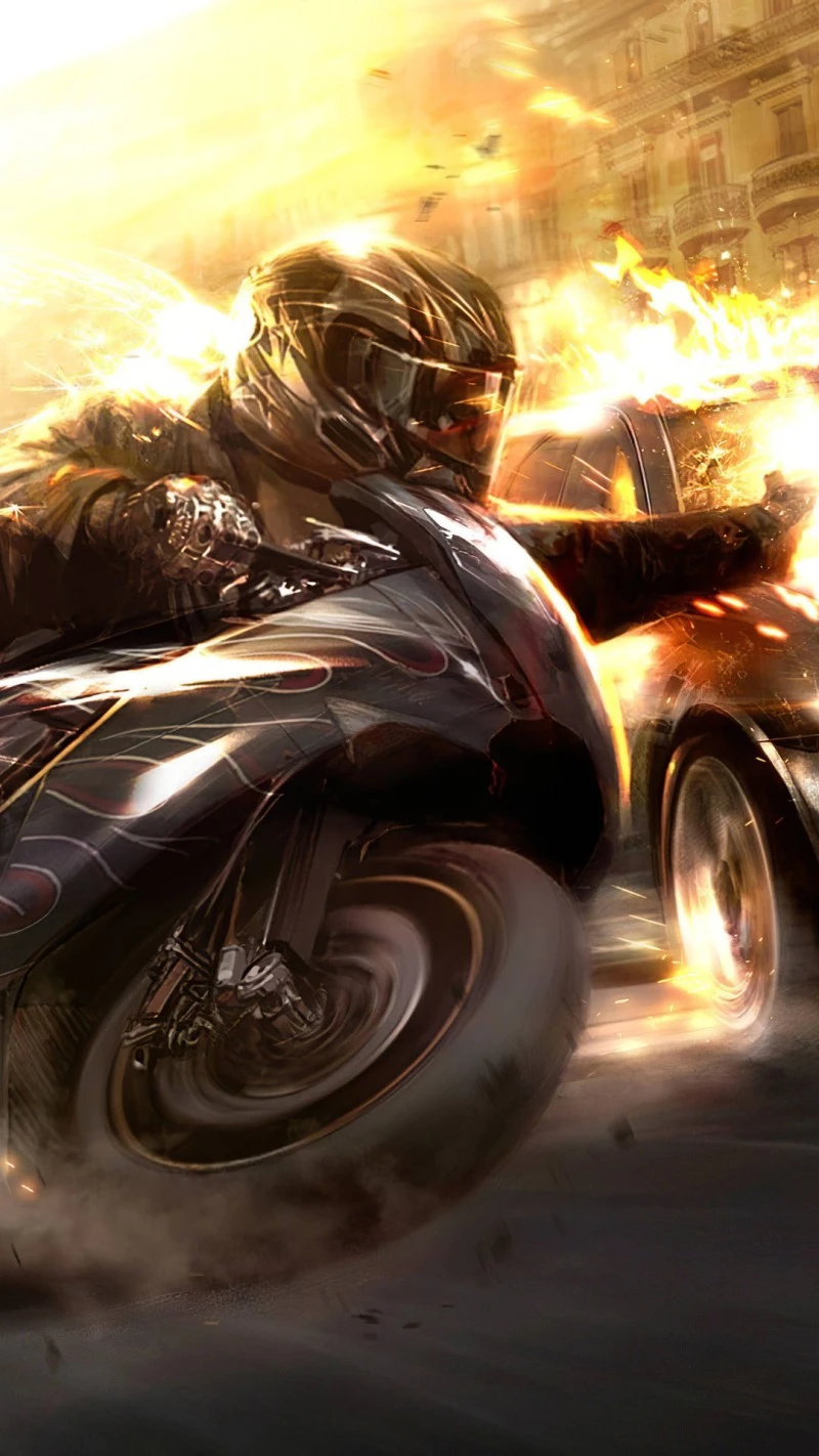 Motorcycle Chase 4K Mobile Wallpaper