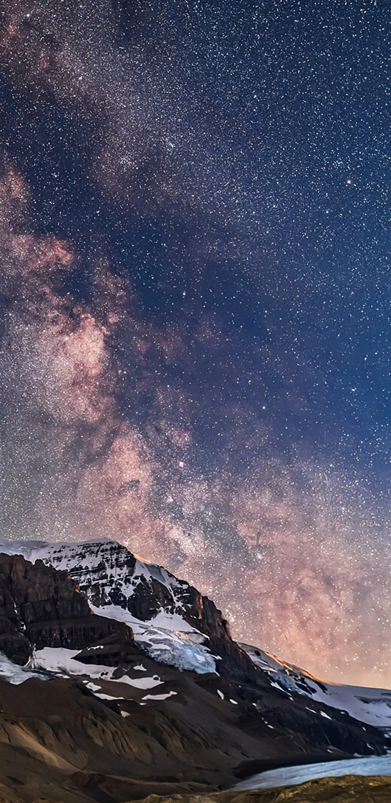 Milky Way over Glacier 4K Mobile Wallpaper