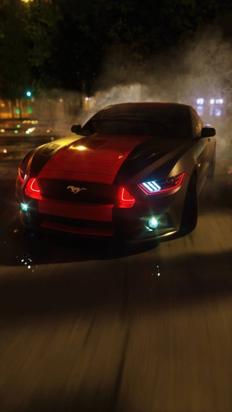 Ford Mustang Drifting at Night 4K Mobile Wallpaper