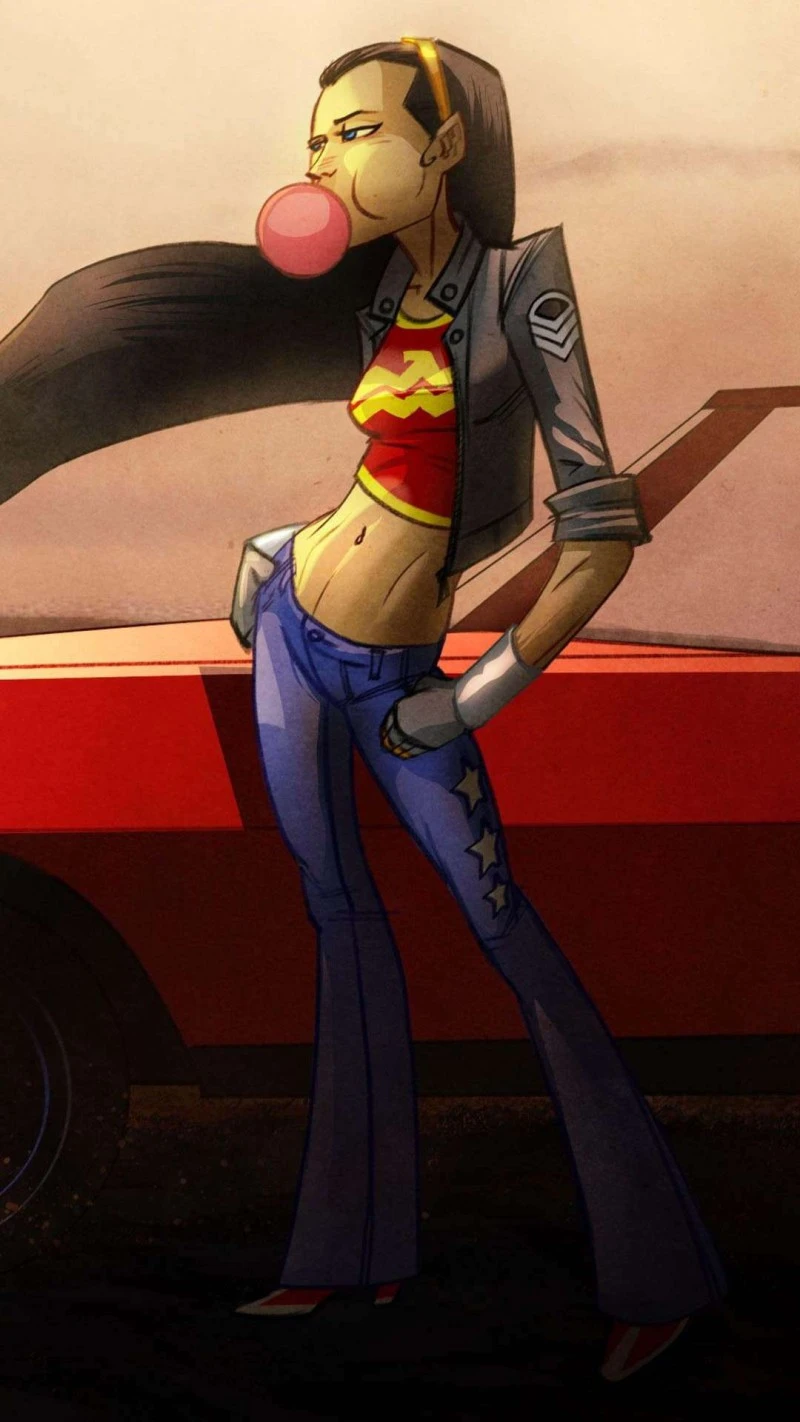 Wonder Woman's Casual Look 4K Mobile Wallpaper
