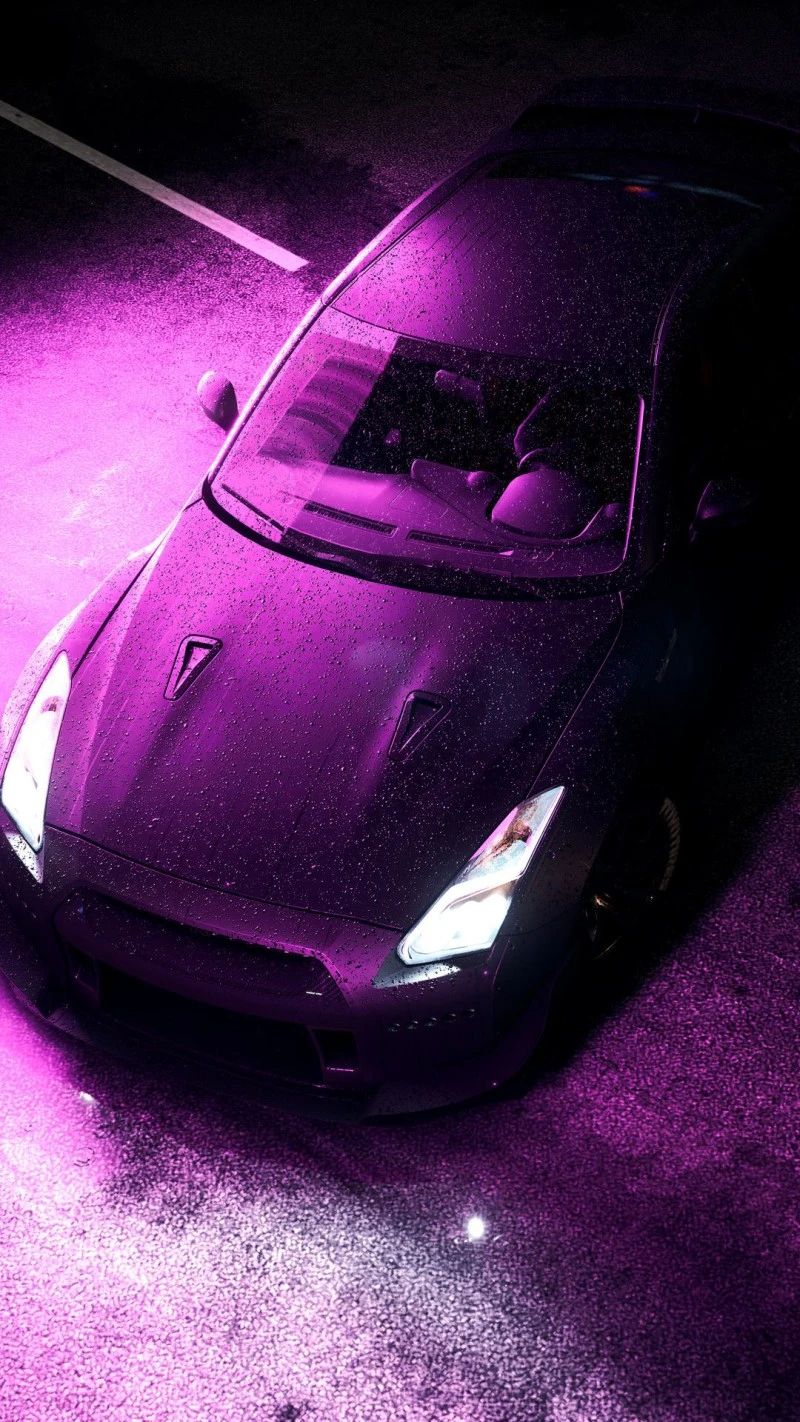 Rainy Night GT-R 4K Mobile Wallpaper