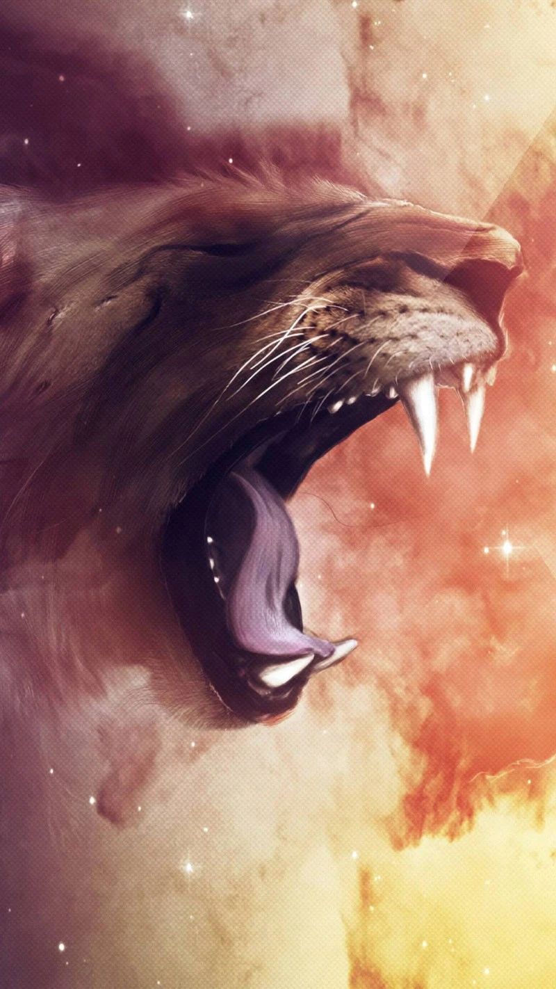 Cosmic Lion Roar 4K Mobile Wallpaper