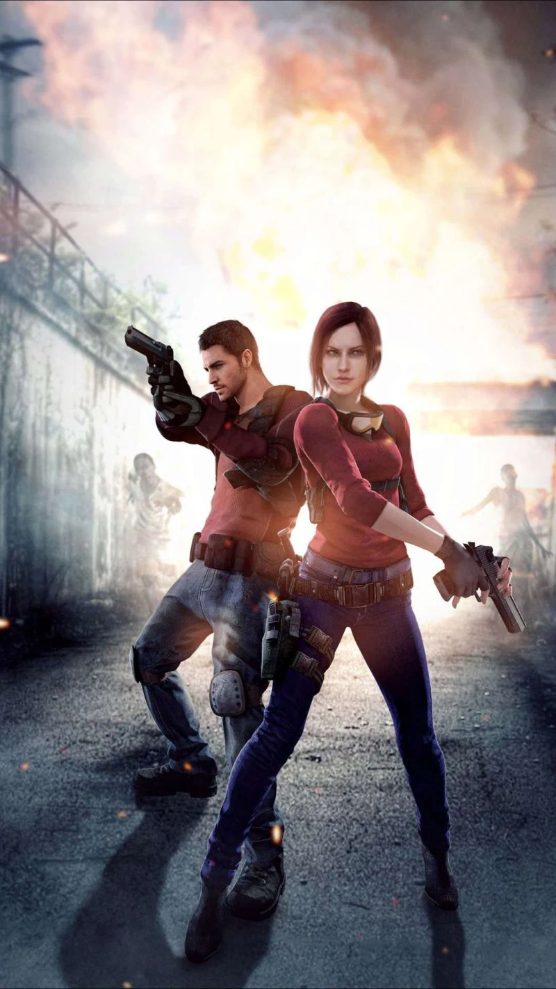 Resident Evil Duo Facing the Apocalypse 4K Mobile Wallpaper