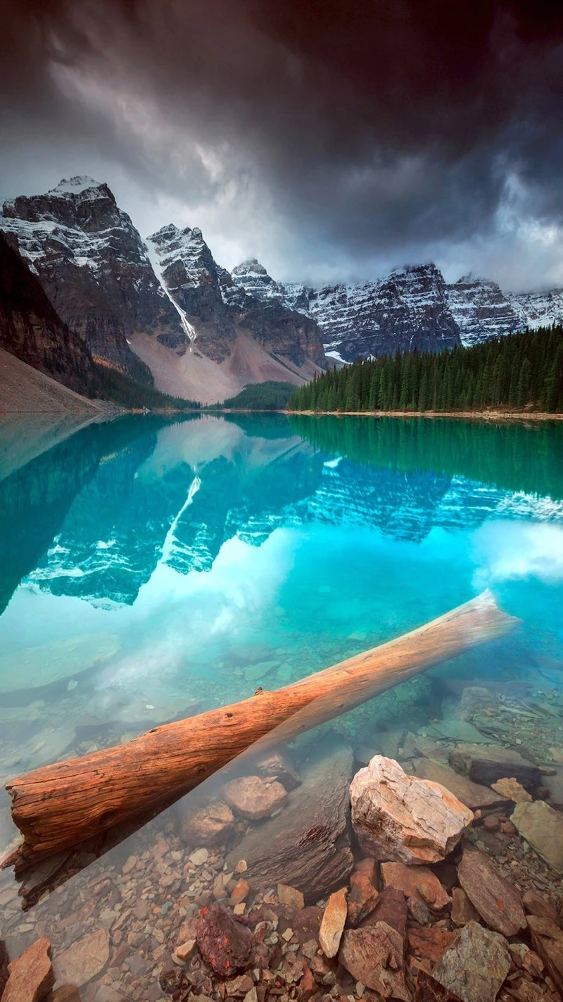 Moraine Lake's Crystal Clear Waters 4K Mobile Wallpaper