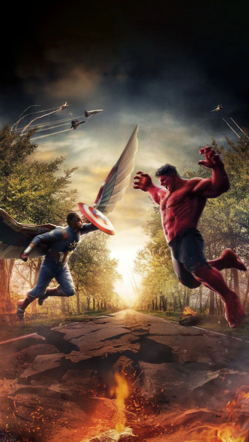 Captain America vs. Red Hulk 4K Mobile Wallpaper