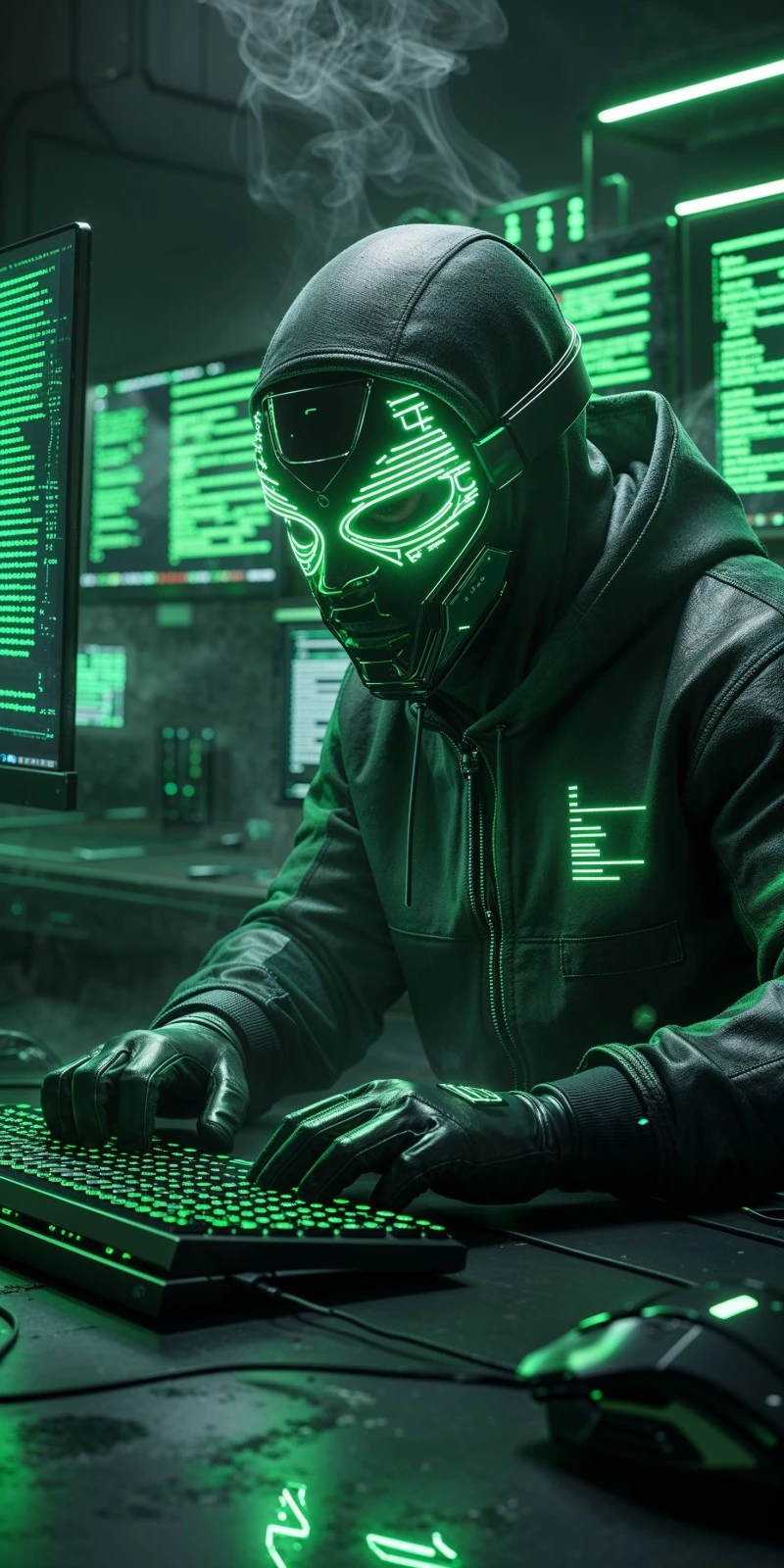 Cybersecurity Threat: AI-Generated Hacker 4K Mobile Wallpaper