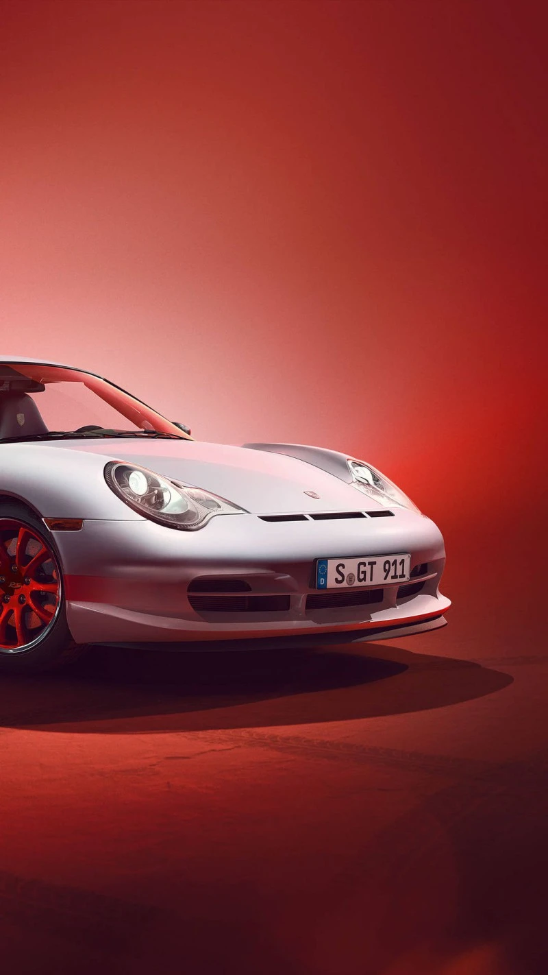 Porsche 911 GT3 RS on Red Background 4K Mobile Wallpaper