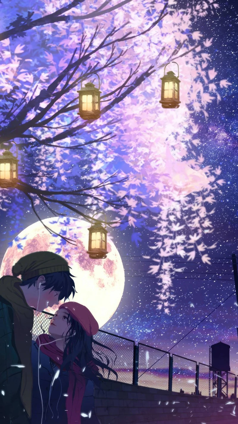 Romantic Night Under the Moon 4K Mobile Wallpaper
