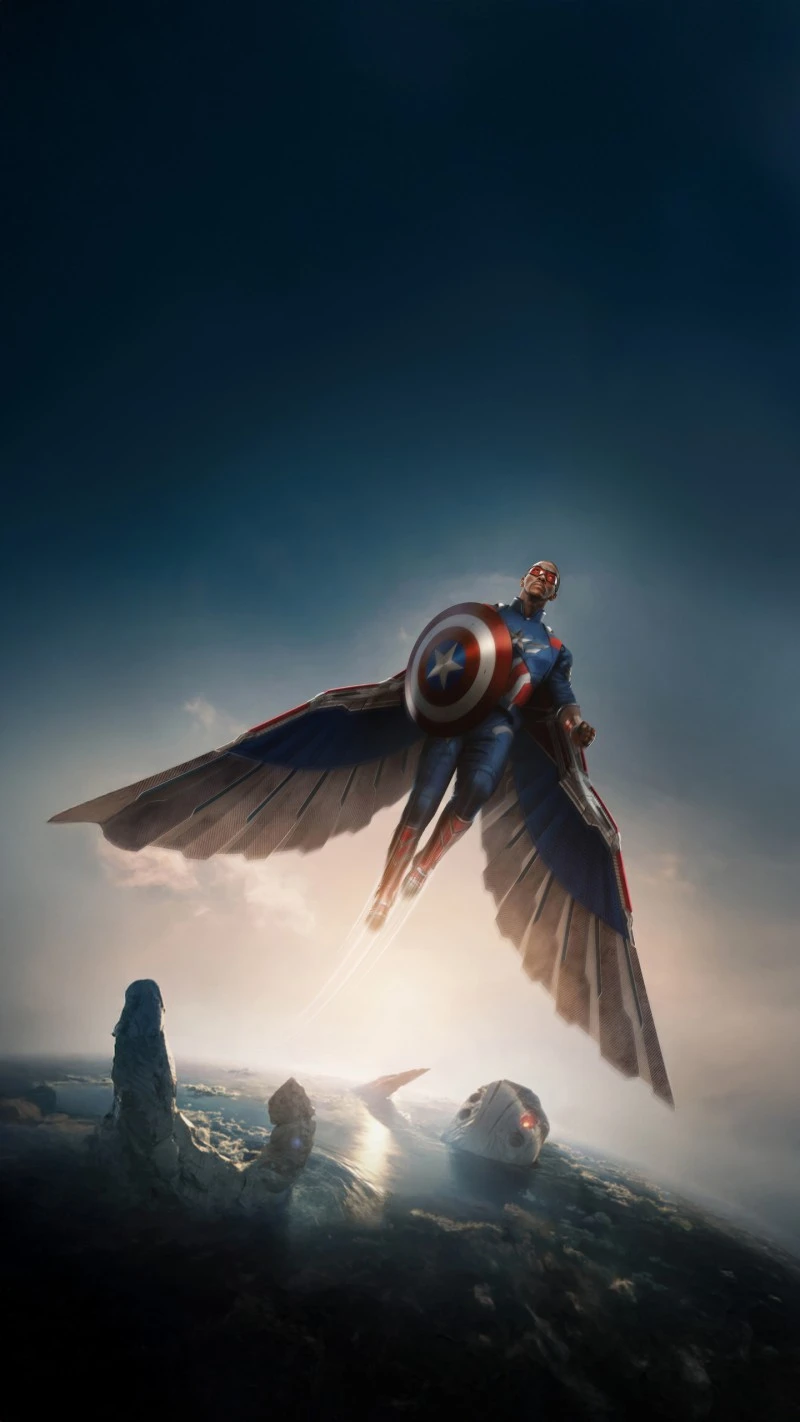 Captain America Takes Flight 4K Mobile Wallpaper