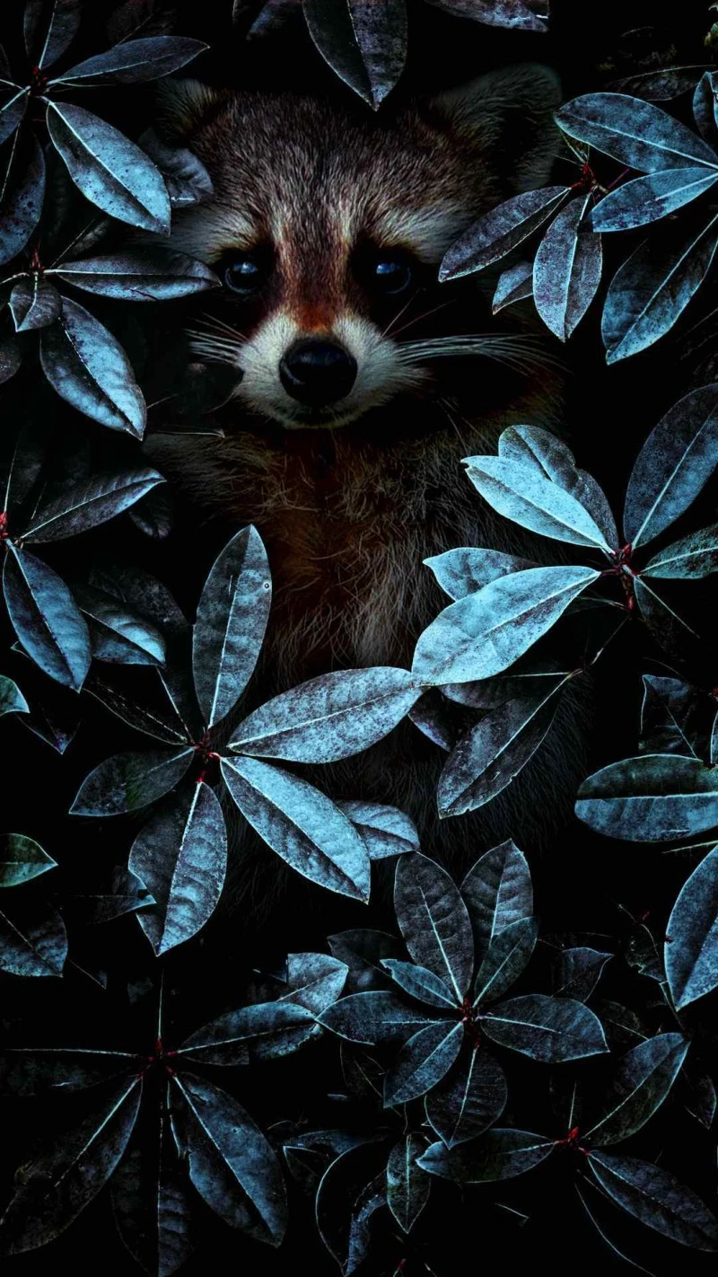 Raccoon in the Dark 4K Mobile Wallpaper
