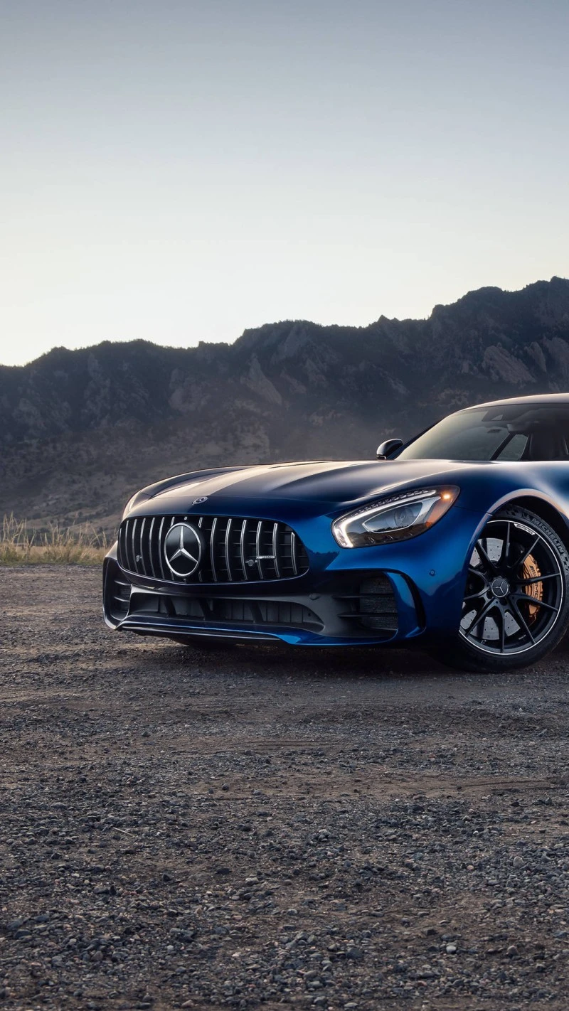 Mercedes-AMG GT Blue Front View 4K Mobile Wallpaper