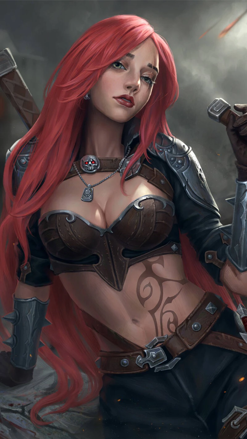 League of Legends: Crimson Champion 4K Mobile Wallpaper