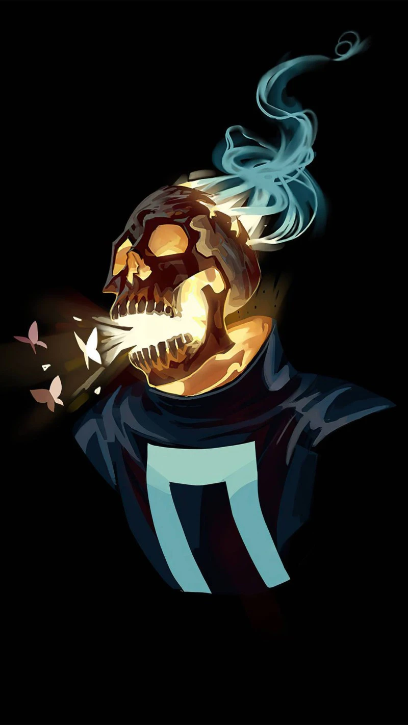 Ghost Rider Inspired Skull 4K Mobile Wallpaper