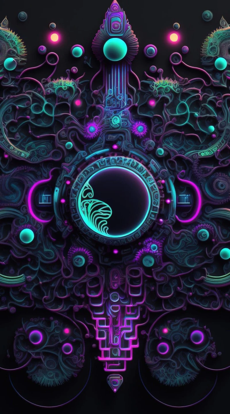Mystical Neon Mandala 4K Mobile Wallpaper