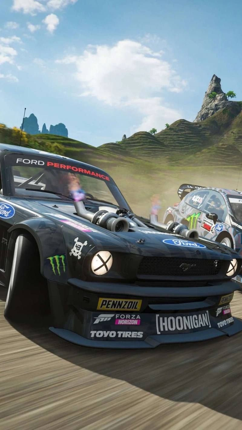 Hoonigan Ford Mustang in Forza Horizon 4K Mobile Wallpaper