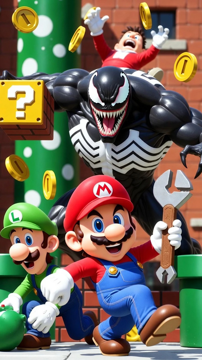Venom in Mario World 4K Trending Wallpaper