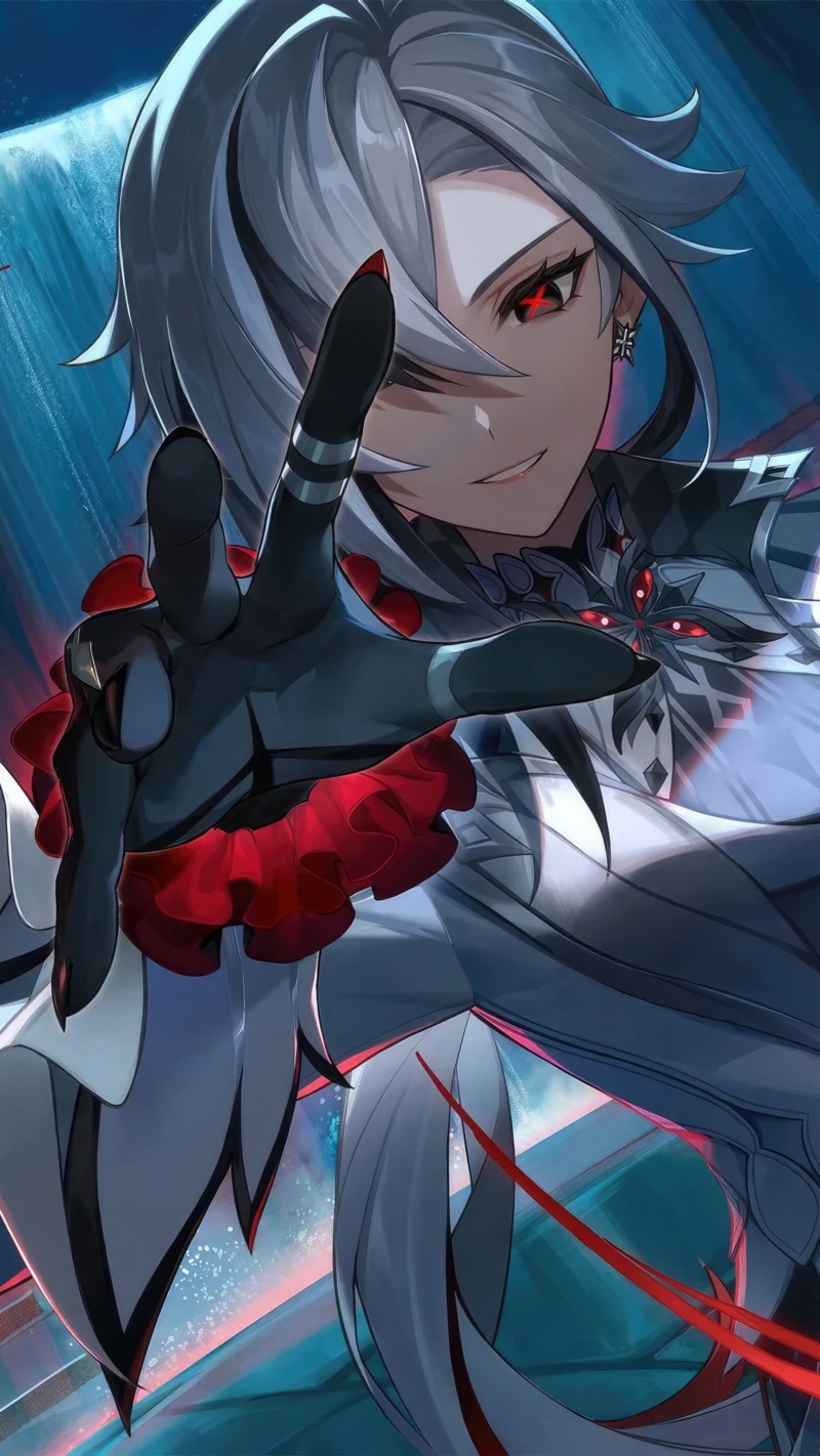 Dark Fantasy Anime Character with Glowing Red Eyes Wallpaper 4K Mobile Wallpaper