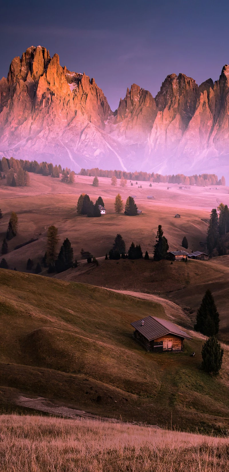 Alpine Hut in Mountain Valley 4K Mobile Wallpaper