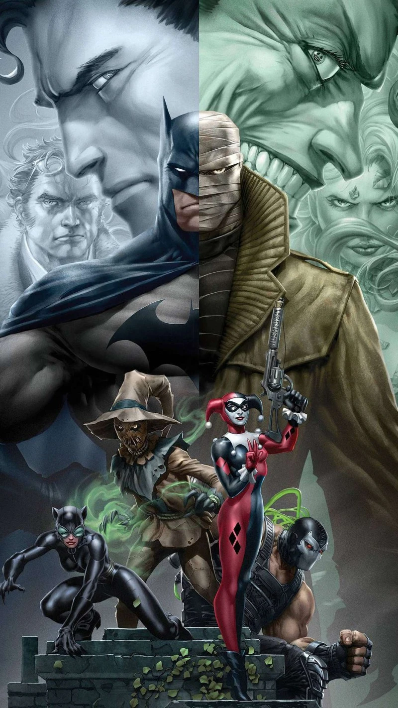 Batman Rogues Gallery 4K Mobile Wallpaper