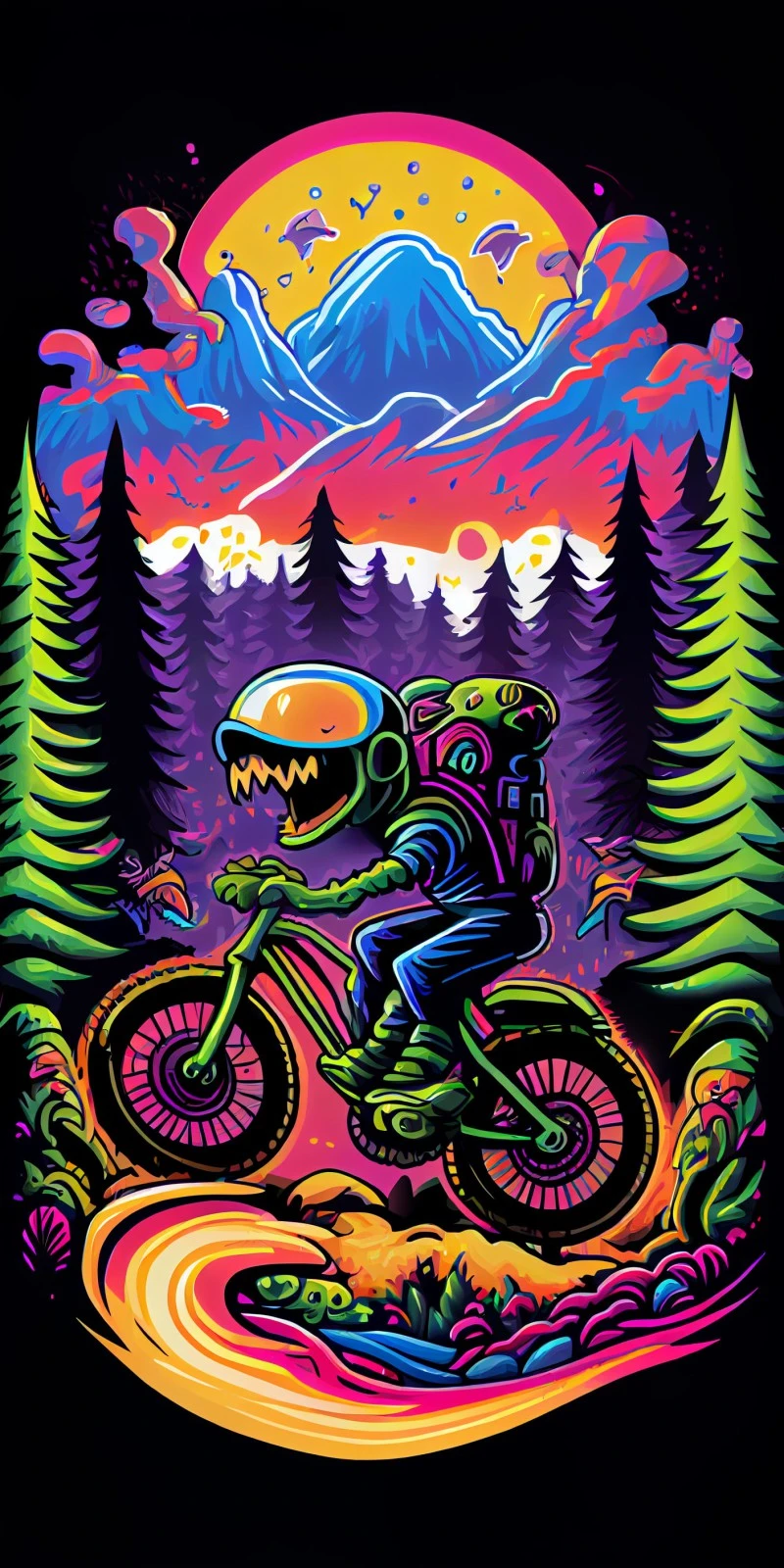 Astronaut Mountain Biker 4K Mobile Wallpaper