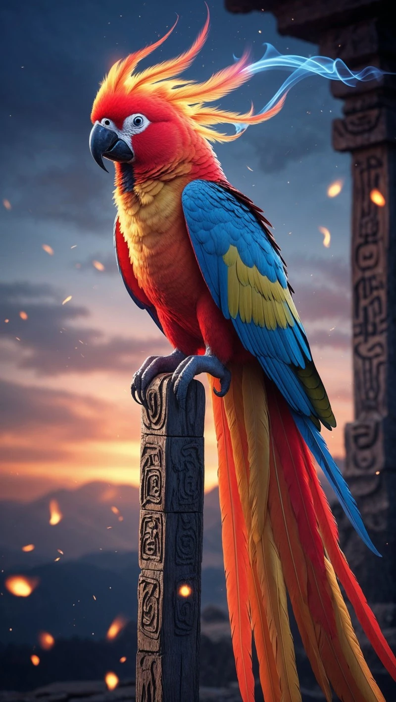 AI-Generated Fiery Parrot 4K Mobile Wallpaper