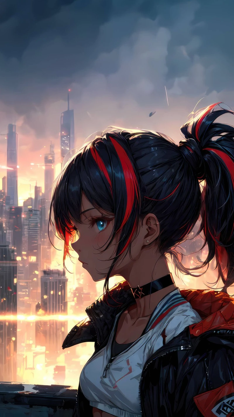 Anime Girl in the City 4K Mobile Wallpaper