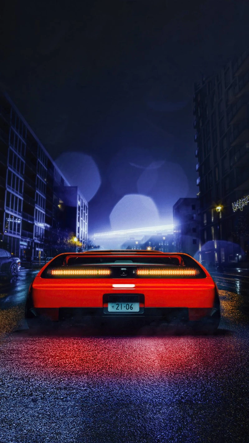 Honda NSX Night Drive 4K Mobile Wallpaper