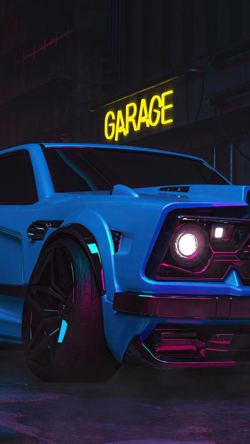 Cyberpunk Garage 4K Mobile Wallpaper