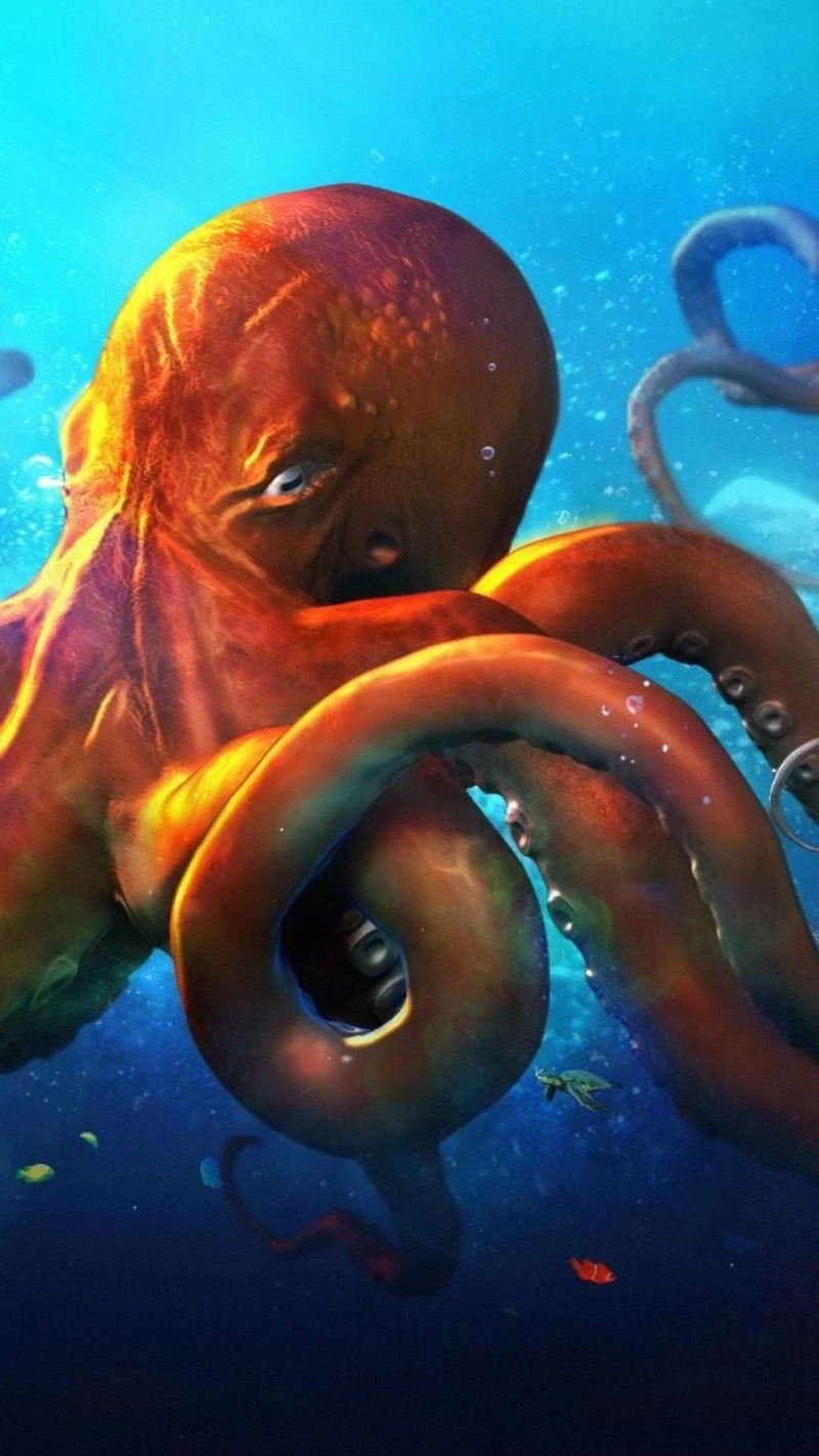 Underwater Octopus 4K Mobile Wallpaper