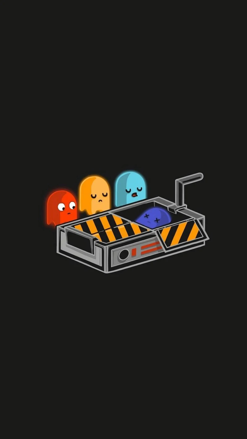 Pac-Man Ghostbusters Trap 4K Mobile Wallpaper