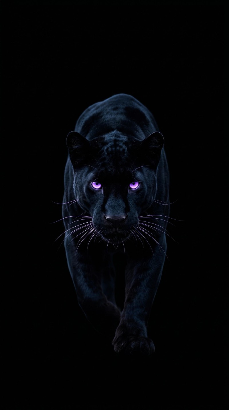 Dark Moody Black Panther Purple Eyes AMOLED Wallpaper for iPhone 4K Eye Wallpaper