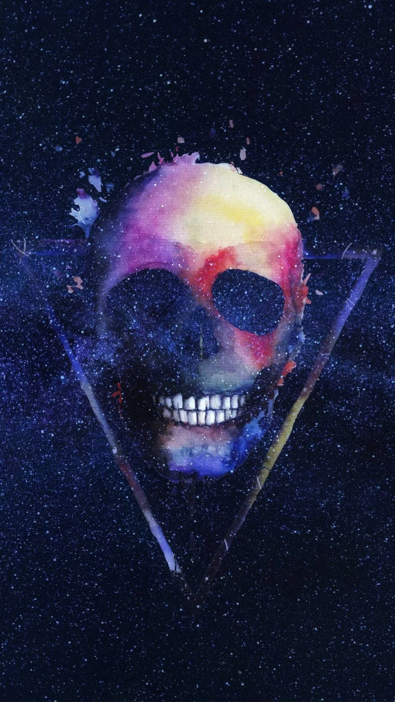Cosmic Watercolor Skull 4K Mobile Wallpaper