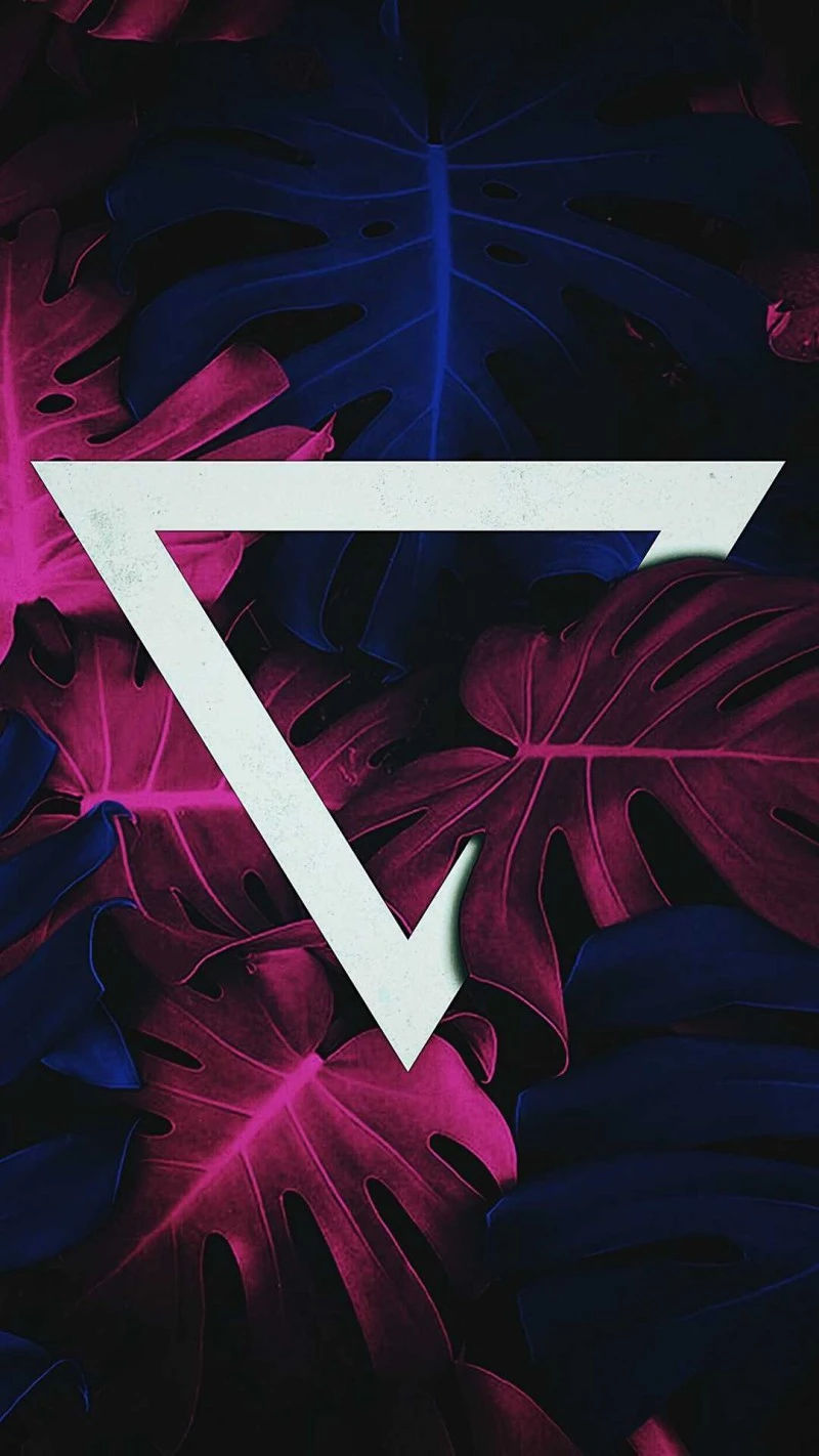 Tropical Leaves with Geometric Overlay 4K Mobile Wallpaper