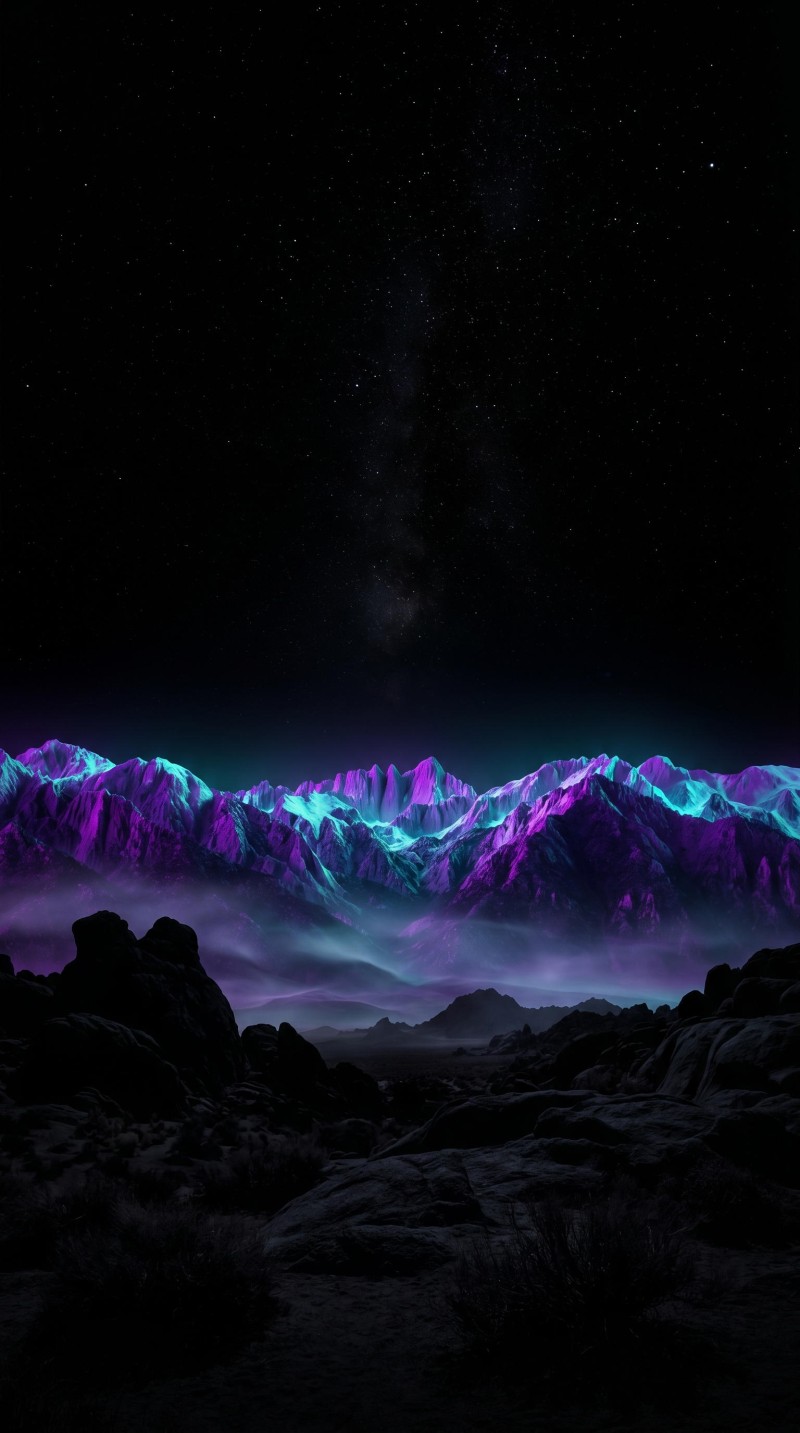 Dark Purple and Blue Mountain Peaks Home Screen Background 4K Wing Wallpaper