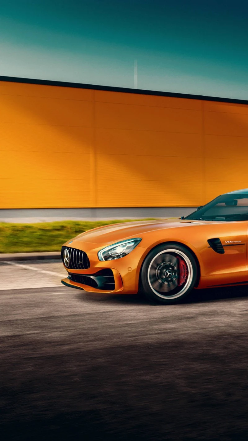 Orange Mercedes-AMG GT R 4K Mobile Wallpaper