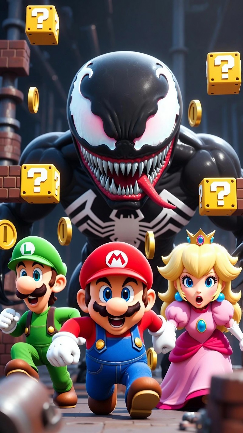 Venom vs Mario 4K Trending Wallpaper