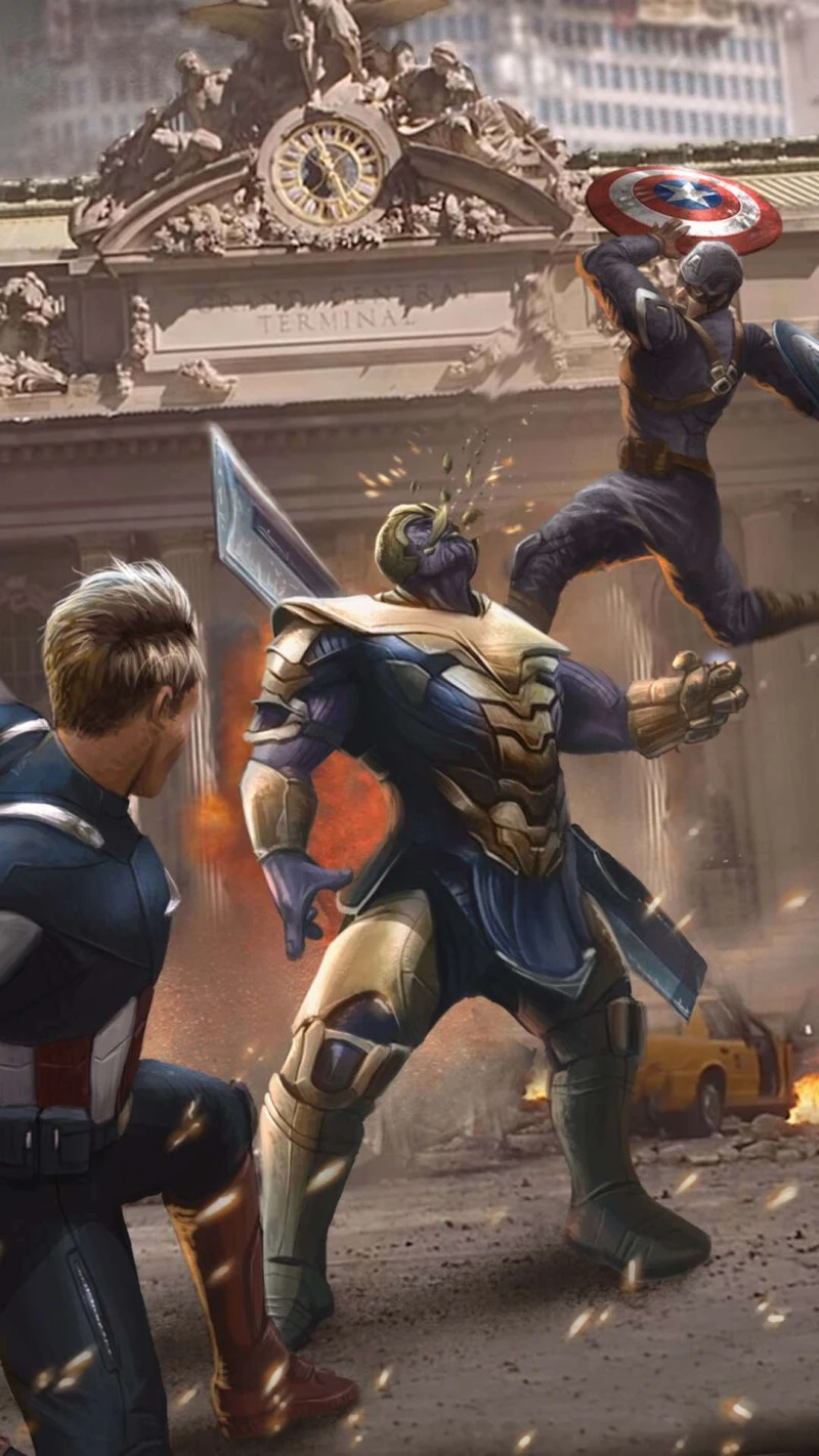 Thanos vs. Captain America 4K Mobile Wallpaper
