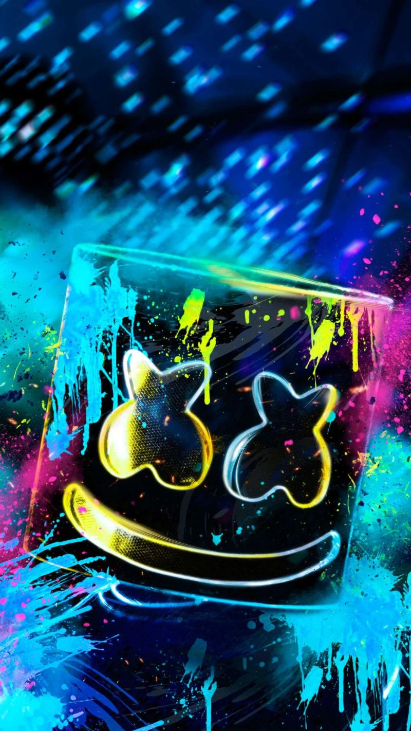 Marshmallow Neon Graffiti 4K Mobile Wallpaper