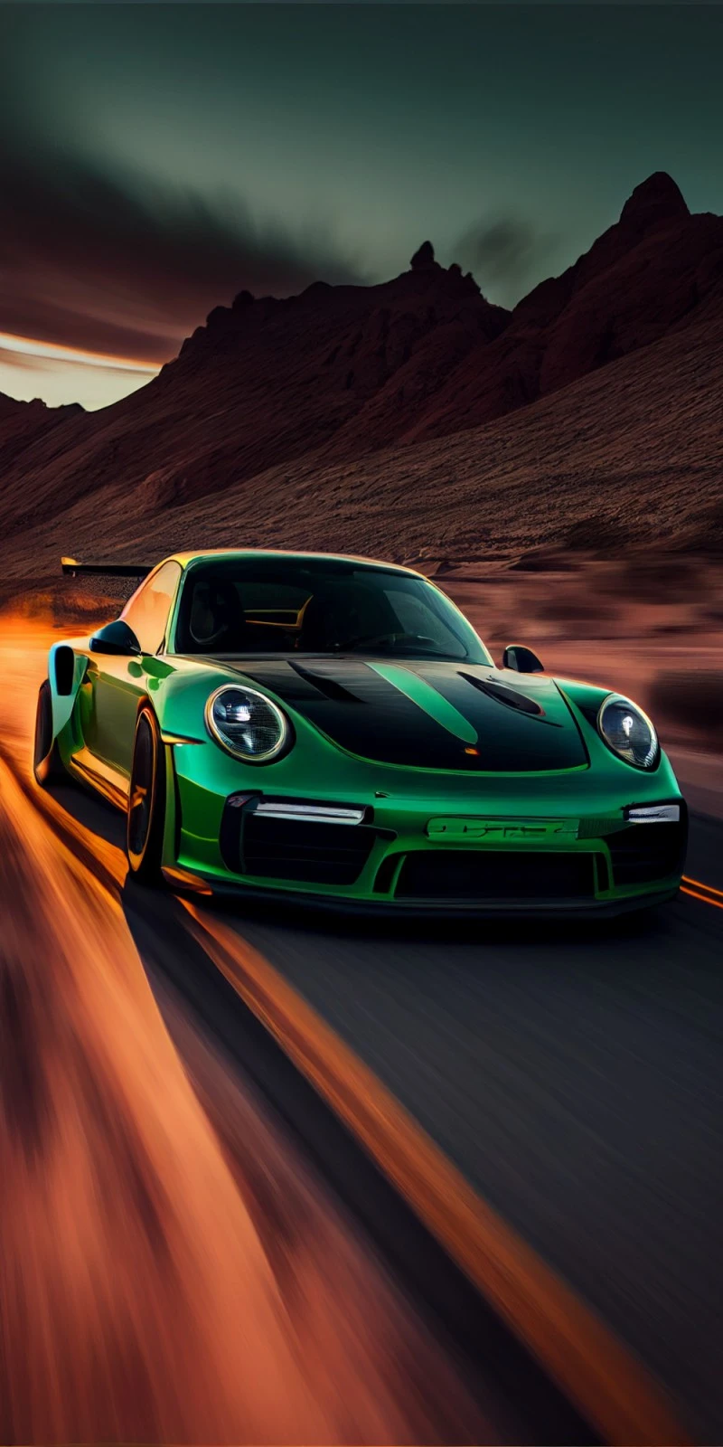 Porsche 911 GT2 RS in Desert Sunset 4K Mobile Wallpaper