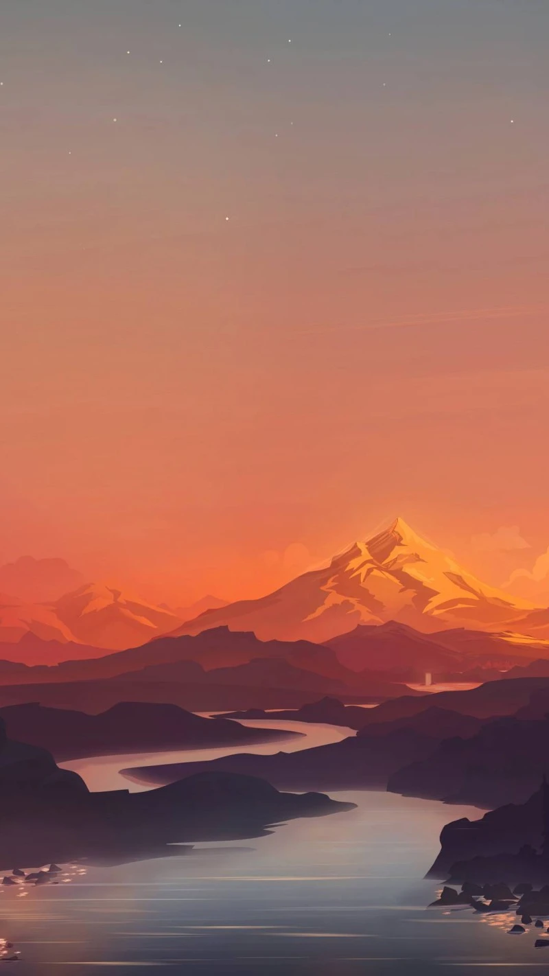 Sunset over Mountain Valley 4K Mobile Wallpaper