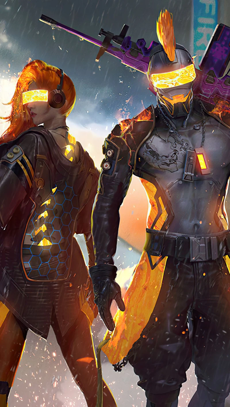 Sci-Fi Duo in Combat 4K Mobile Wallpaper