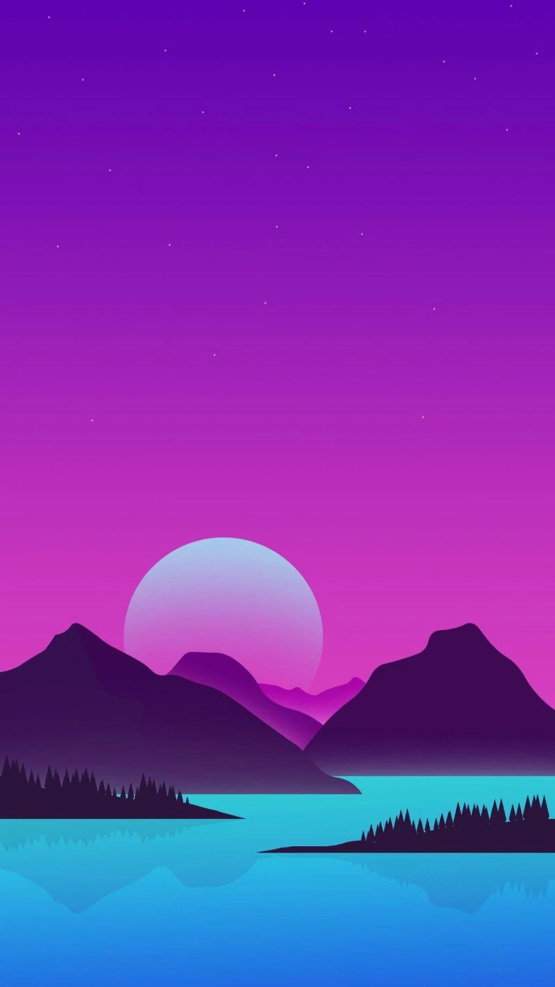 Synthwave Sunset Landscape 4K Mobile Wallpaper