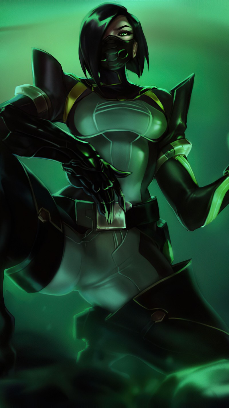 Green Cyberpunk Viper Character Artwork Wallpaper for Gamers 4K Mobile Wallpaper