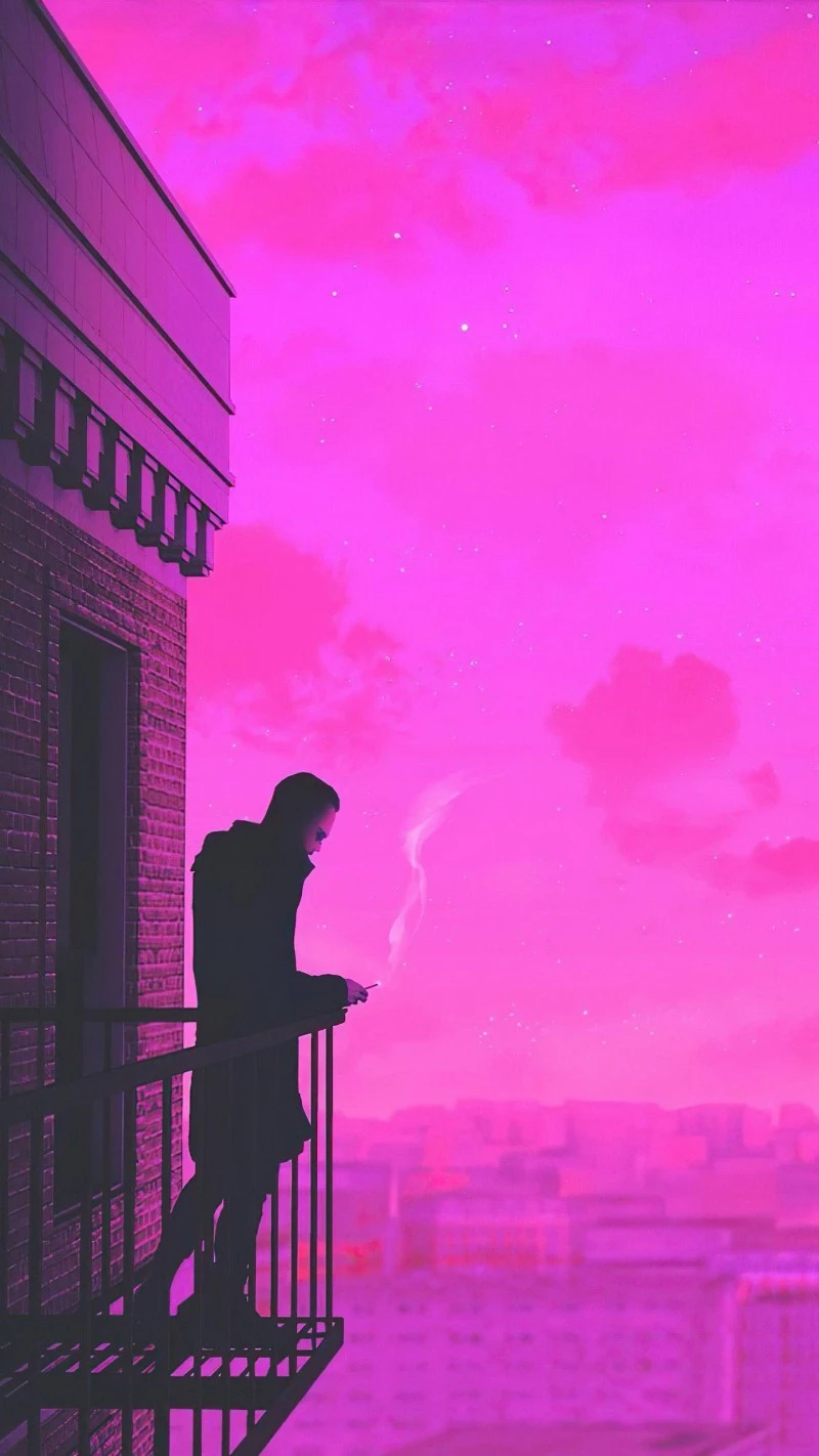 Pink Cityscape Solitude 4K Mobile Wallpaper