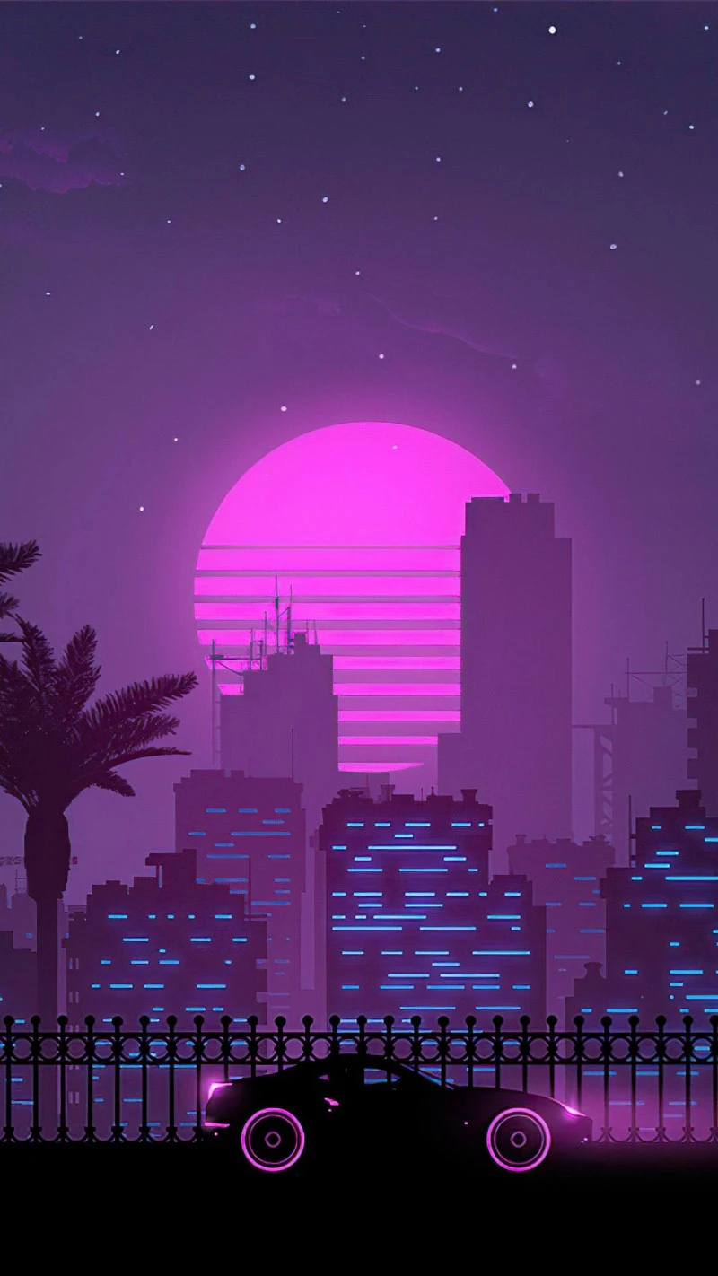 Neon Cityscape 4K Mobile Wallpaper