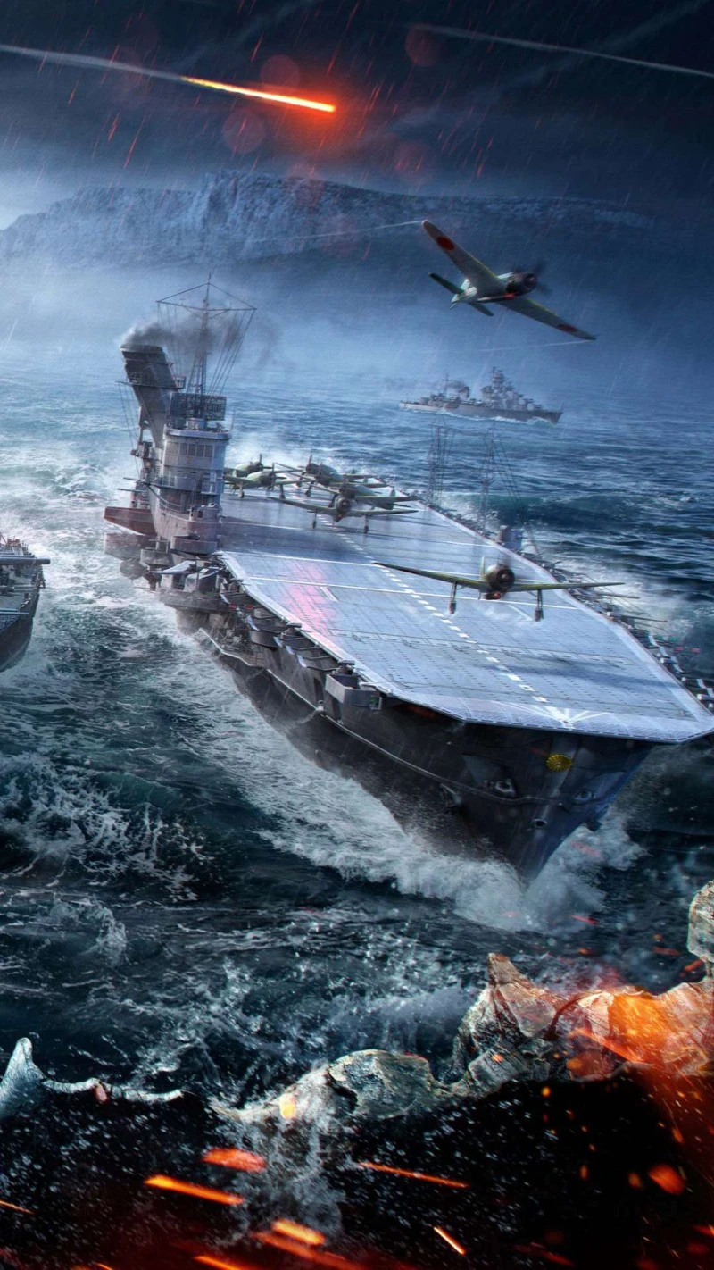 Aircraft Carrier in Action 4K Mobile Wallpaper